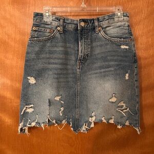 Distressed Zara Denim Skirt